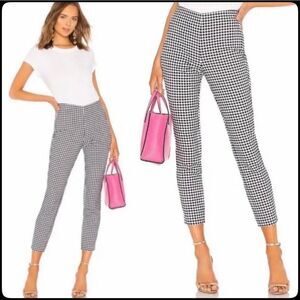 RAG & BONE Simone Black & White Gingham Dress Pants High Rise Ankle Stretch Sz 6